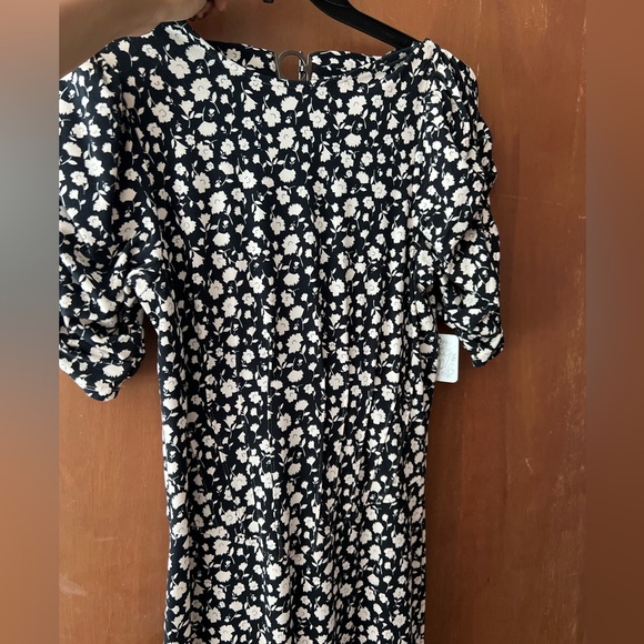 Free People Rosie Midi Dress Black White Floral Puff Sleeve Open Back Small NWT - Picture 3 of 16